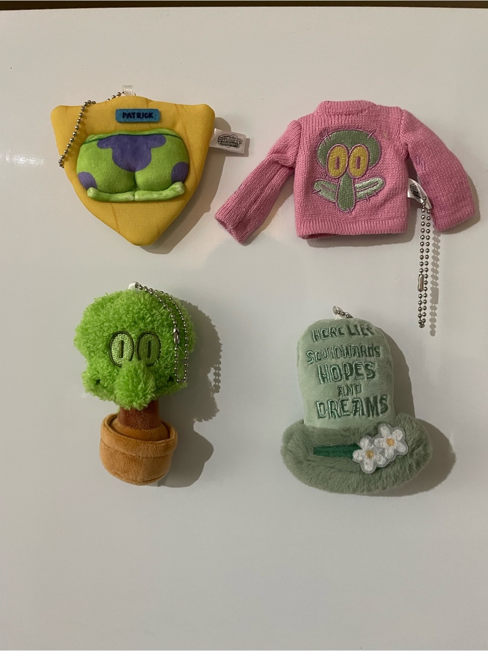 Plush Keychain Set - Pink, Green, Yellow, Light Green